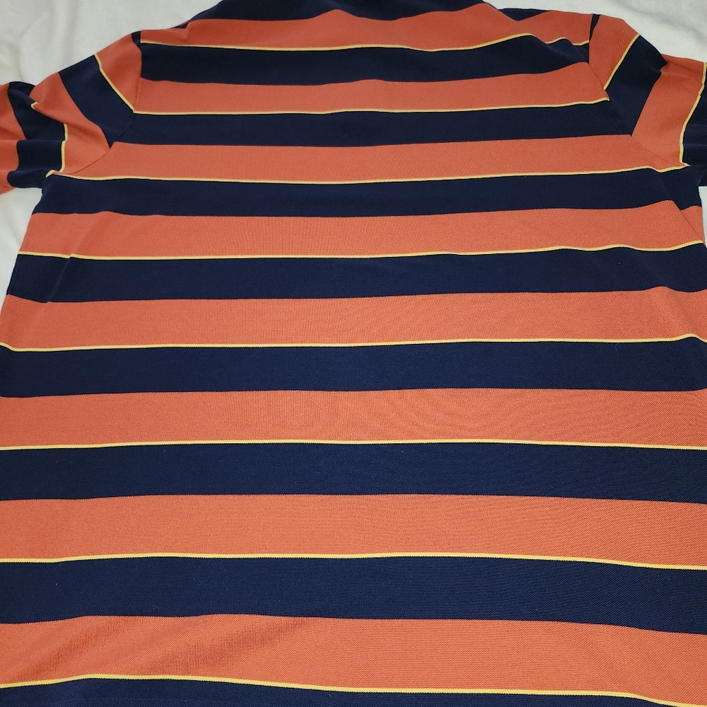 Polo by Ralph Lauren Golf Oakmont Men's Orange and Navy Striped Shirt - Picture 6 of 6